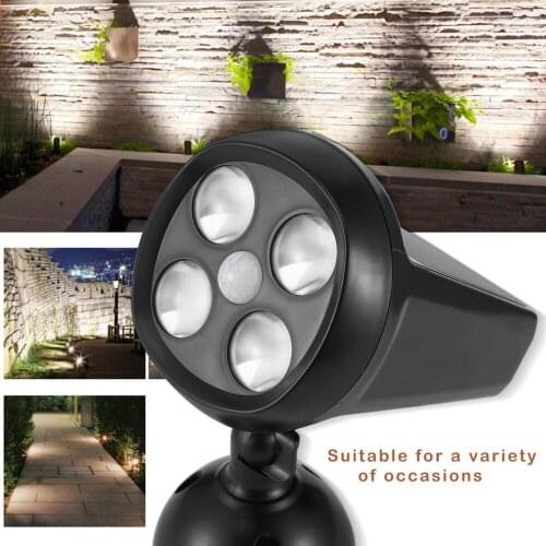 4 LED Multi-angle Solar Spotlights Body-sensing Wall Light 3535 Lights Solar Body Sensor Lights Outdoor Lighting Drop Shipping
