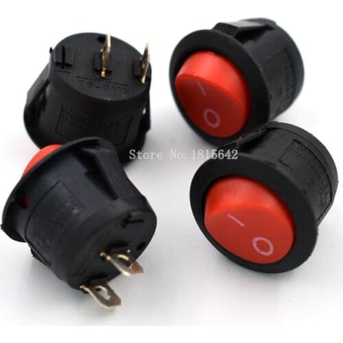 5PCS/Lot New 23mm Round 2 Pin SPDT ON-OFF Rocker Switch Snap-in 125V-250V AC 6A-10A 20MM KCD1 Red Black White 3 Colors