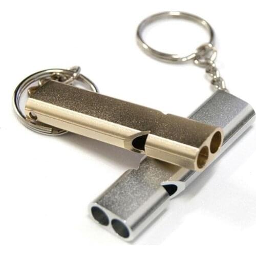 50% Hot Sale Outdoor Camping Double Tube High Frequency Survival Whistle Self-defense Tools