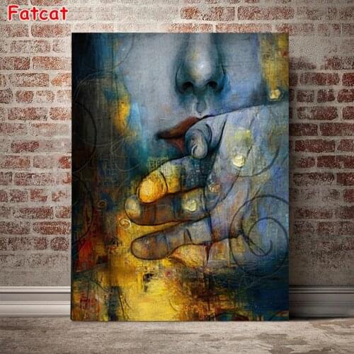 5D Diamond painting Abstract Girl Face Hand Pictures Wall art For Living Room Bedroom Decorative diamond embroidery woman PP2047