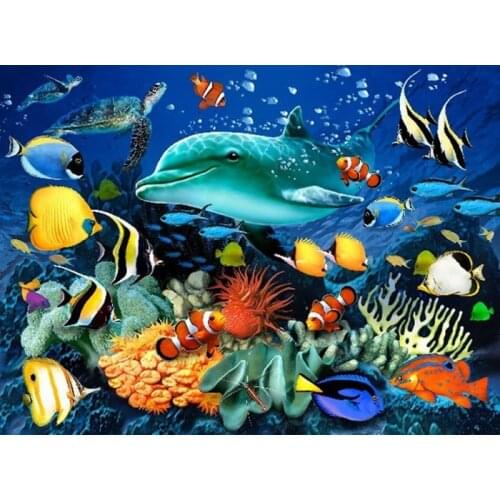 Diy 5d diamond painting fish cross stitch resin stone pasted painting drill needlework painting full diamond painting home decor