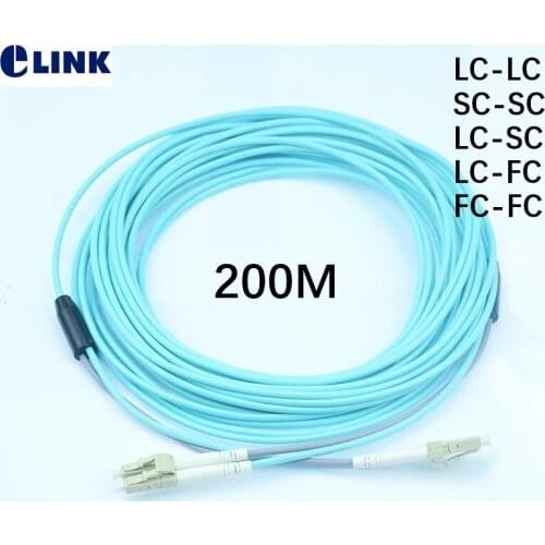 1pc 200mtr OM3 Armored PatchCord 2 fiber SC-SC LC-LC LC-SC LC-FC armored ftth jumper 2 core optical fibre MM cable duplex ELINK