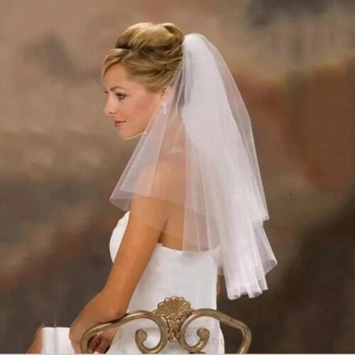 White Ivory Short Bridal Veils 2023 Cheap Wedding Accessories Velo de Novia Casamento Soft Tulle Wedding Veil