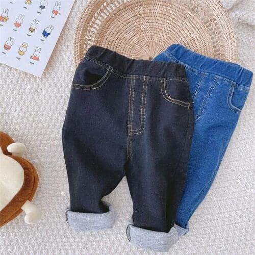 Autumn Winter Kids Casual Jeans Korean Solid Loose Denim Trousers For Boys And Girls 1-7 Y Child Soft High Quality Denim Pants