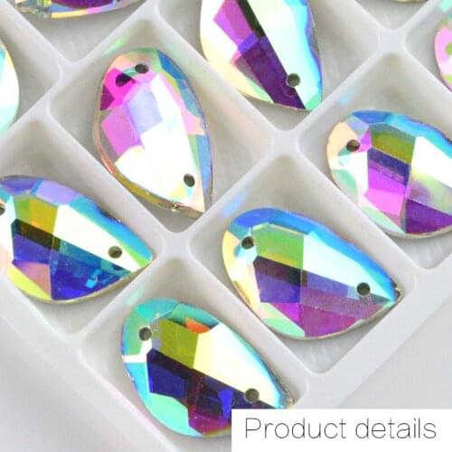 Two sizes crystal AB sewing on rhinestone Knife shape Stones for DIY Dress Clothes Crafts Arts Wedding Decoration Accessories