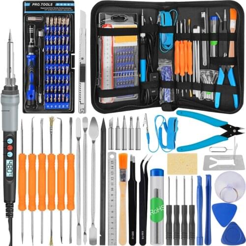 80W Digital Tin Soldering Iron Kit Screwdriver Tool Soldering Tweezers Set Tweezers For Micro-welding Almighty Welding Tools