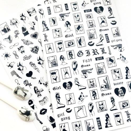 F-639 FASHION lovers series 4 colors DESIGNS COOL 3d nail art stickers decal template diy nail tool decorations