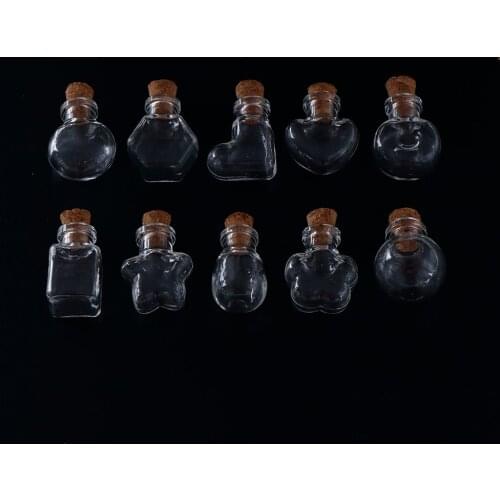 1PCS Transparent Glass Bottle Mini Cute Art Bottles Jars Vials Wish Bottle DIY Craft With Corks Stopper 10 Shapes