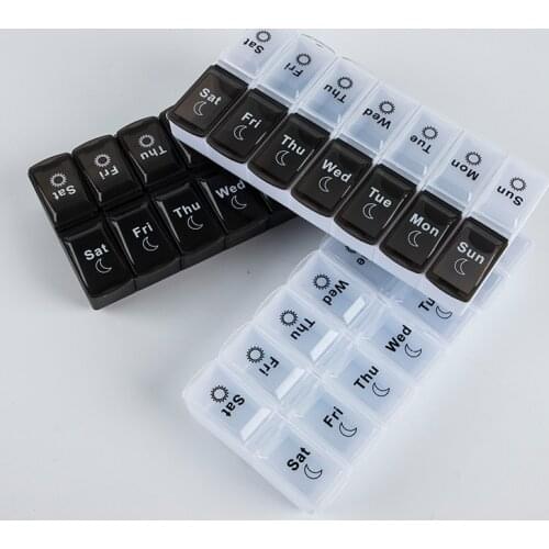 2 Row (AM PM) 7 Days Weekly Pill Case 14 Grids Medicine Tablte Dispenser Organizer Pill Box Pill Storage Organizer Container