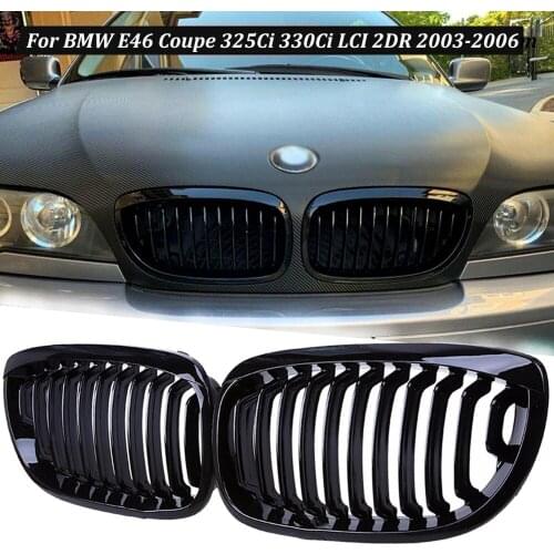 Gloss Black Front Kidney Grill for BMW E46 Coupe 325Ci 330Ci LCI 2DR 2003-2006