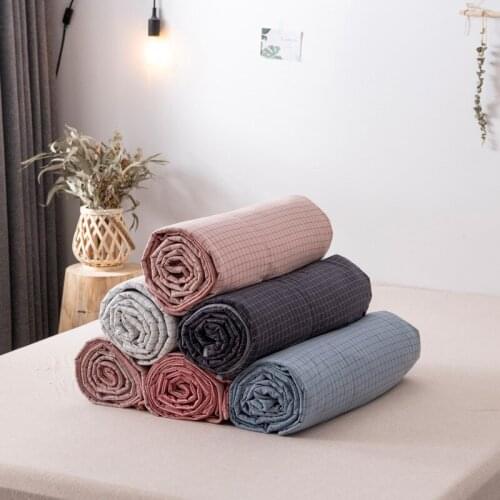 Air Condition Quilt Soft Washed Cotton Summer Cool Quilts for Children Adult Simple Stripe Plaid Breathable Cozy Thin Blanket