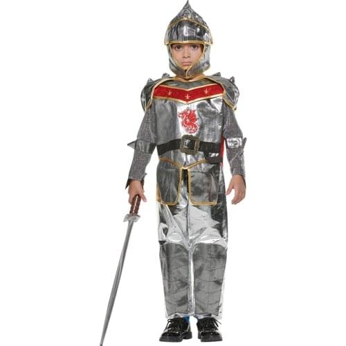 Snailify Boy Knight Costume Medieval Warrior King Halloween Costume For Kids Silver Gladiator Cosplay For Purim Party Outfit