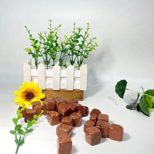 Small Cube Natural Larimar Stone Pendant With Stone Runes Gold Sandstone Natural Stones for Jewelry Decorative Stones Garden ZLF