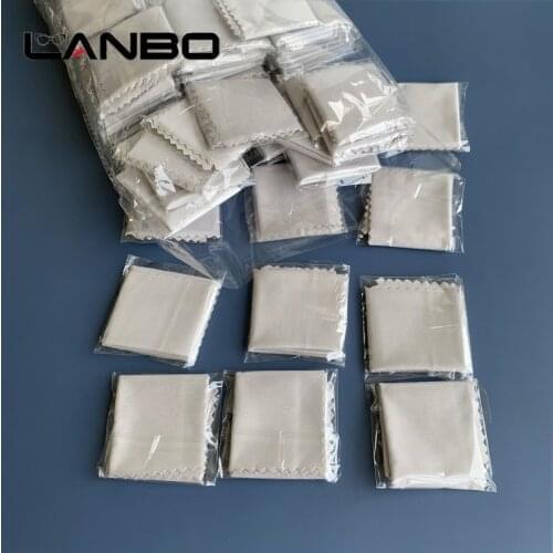 LANBO 100pcs 145*175mm Individual Packaging Gray Microfiber Glasses Cleaning Cloth For Lens Phone Screen Cleaning Wipes