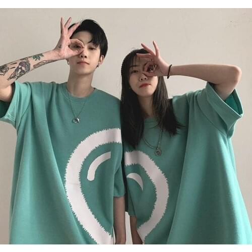 2021 Summer Womens Shirt Couple Short-sleeved T-shirt Female Male Korean Loose O-neck Half-sleeved Harajuku Oversized T-shirt