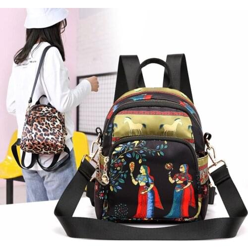OCEHNUU Small Printing Women Backpack Shoulder Bag Waterproof Nylon Backpacks For School Teenagers Girls Back Pack Womens Bag