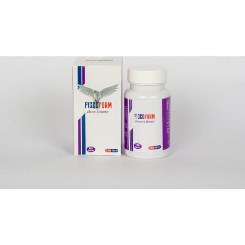 PigeoForm Zootech Vitamin Mineral 120 Tablet for Pigeons and Poultry Feather Formation in 1 Box Kitten Growth Hoof and Beak Hard