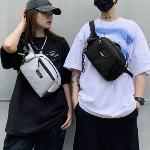 Fashion Men Chest Bag Waist Bag Casual Large Capacity Phone Pouch Nylon Crossbody Pouch Hip Belt Pack Travel Boy Fanny Pack