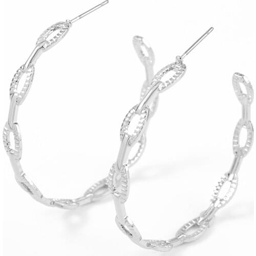 Fashion Chain-shaped C-shaped Metal Earrings Womens Creative Popular Hoop Earrings Banquet Jewelry Accessories
