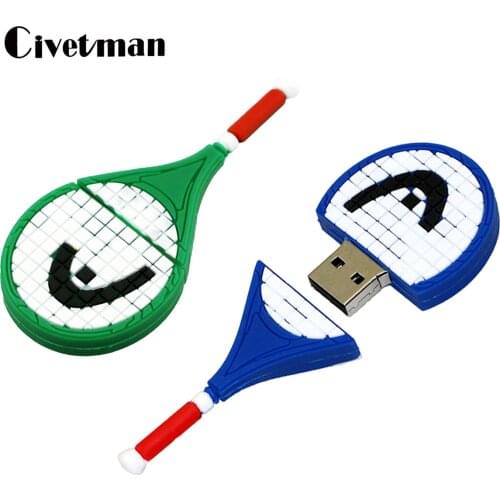 Cartoons USB Flash Drive 256GB Tennis Racket USB Flash Memory Stick Pen Drive 16GB 32GB 64GB 128GB Pendrive External Disk on Key