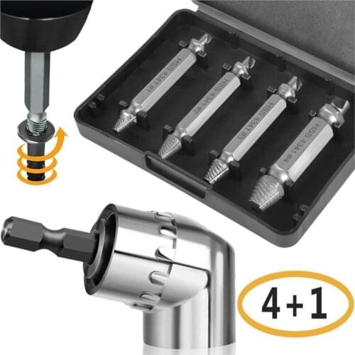 Damaged Screw Extractor and Remove Set Kit of 4 Stripped Screw Removers for Stripped Screws Precision 1/4inch 6mm Hex Drill Bit