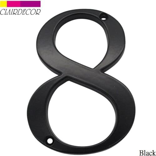 House Number 101mm Flush Mount Black Metal Number Door Address Number Zinc Alloy Screw Mounted Outdoor Address Sign #8