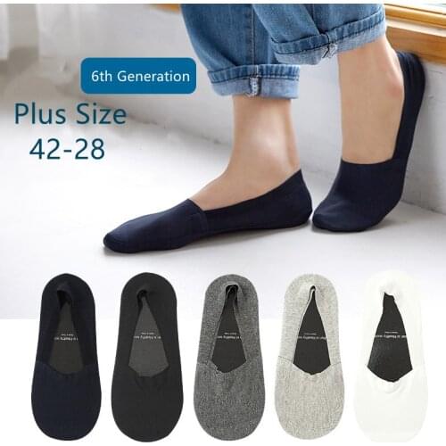 Plus Size High Quality Fashion Mens Invisible Socks Silicone 360° Non-slip Men No Show Socks Seamless Men Boat Ankle Sock 42-48