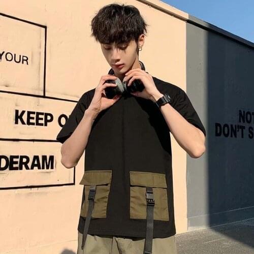 2020 new ulzang half sleeve Hong Kong style short sleeve t-shirt mens popular brand students loose fit