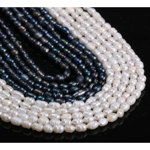 New White Black Rice Pearl Beads Simple And Stylish Party Jewelry Gift Pearl Size 6-7mm