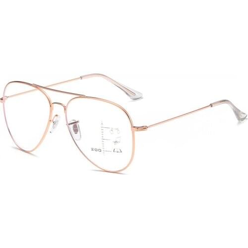 Stainless Steel Pilot Progressive Reading Glasses Magnifier Women Men Look Near Far Hyperopia Eyeglasses Presbyopic Spectacles