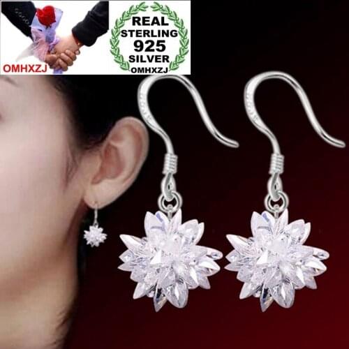 OMHXZJ Wholesale fashion joker star for Woman gift Fine High Quality Ice Flower Zircon 925 Sterling Silver drop Earrings YS202