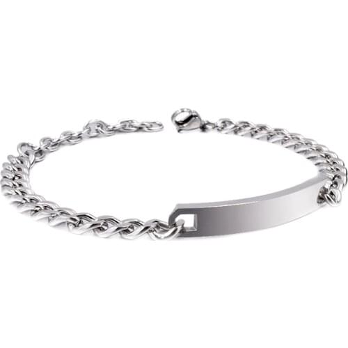 Dolaime gift new trendy women stainless steel silver color id bracelet for woman men , pulseira masculina,bracciale da donna