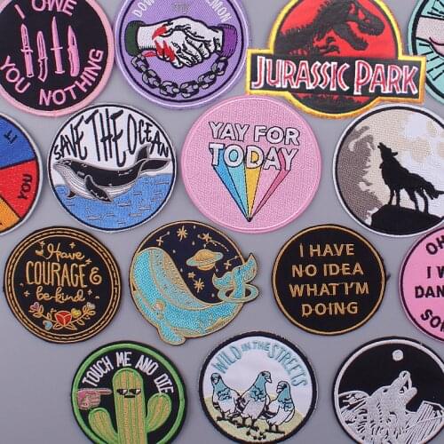 Prajna Cartoon Letters Patch Iron On Patches For Clothing Cute Whale Thermo Stickers On Clothes Appliques Stripes On Clothes DIY