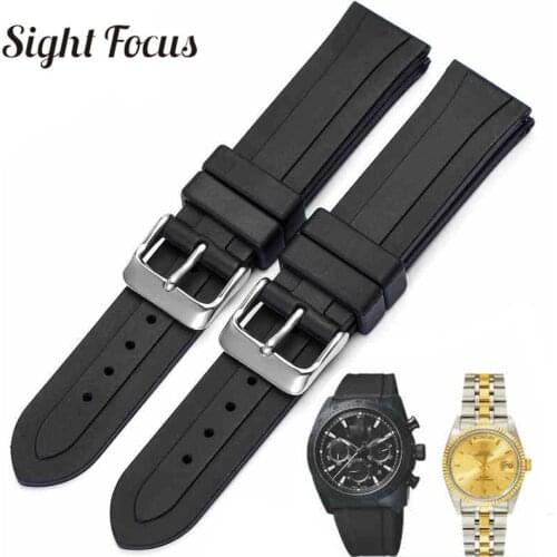 19mm Rubber Sport Watch Band for Tudor Tissot T41 T17 T095 T055 PRC100 Watch Strap Waterproof Belt Montre Orologio Hombres Homen