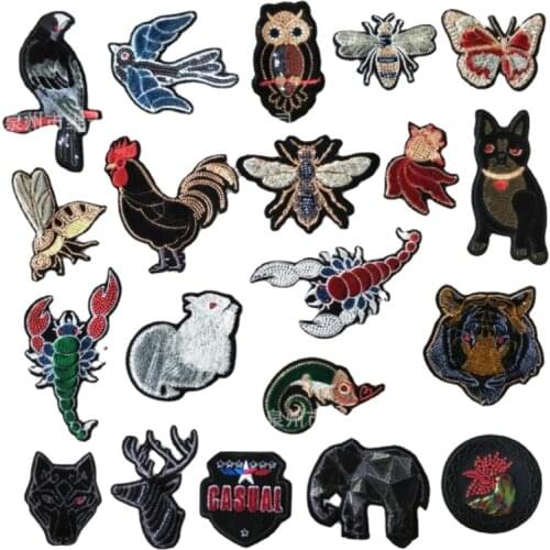 10 pcs/lot MOST FREE SHIPPING oversize Beads Embroidery Patches ANIMAL Plush OUTDOOR Clothing Hat Art diy Sewing Accessories