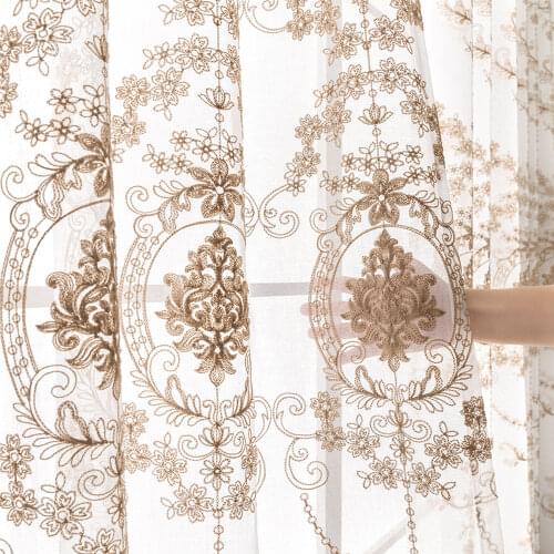 White Embroidered Sheer Tulle Curtain For Living Room Bedroom White Voile Curtains fabric Drapes For Window Screening Blinds
