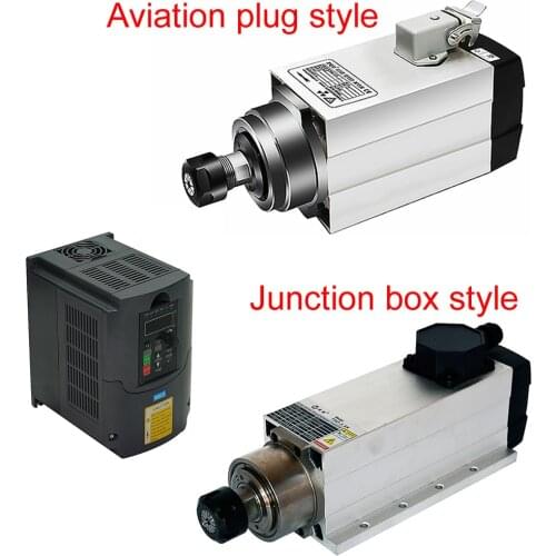 CNC Machine 800w Air-Cooled Spindle Kit 3000W Square Air Cooling Spindle Motor 6KW with Edge+ 1.5KW VFD 2.2KW Inverter