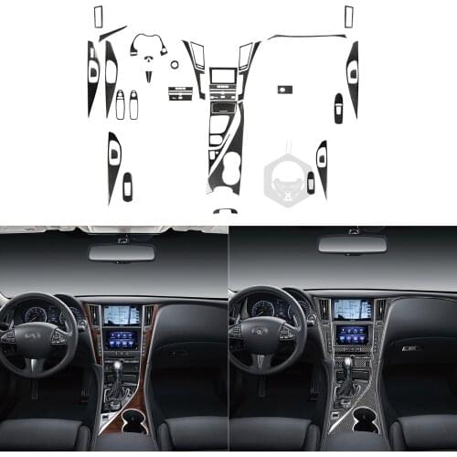 Carbon Fiber Automotive Car Interior 5D Sticker Full Set Center console Gear panel For Infiniti Q50 Q60 QX50 QX60 Accessories