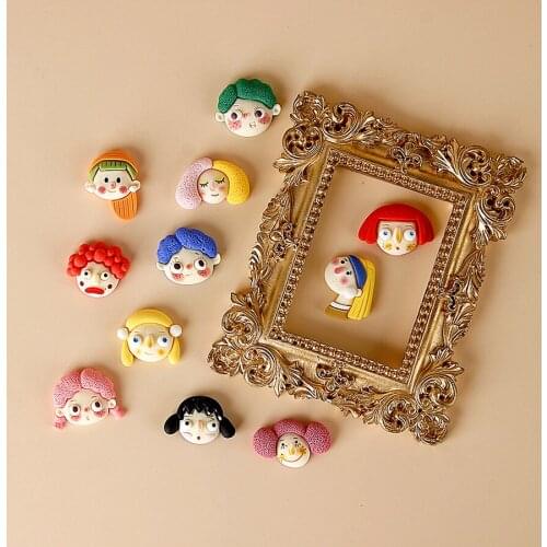Funny Face Doll Retro Cute Antique Doll Head Patch Earrings DIY Jewelry Earrings Accessories Materials