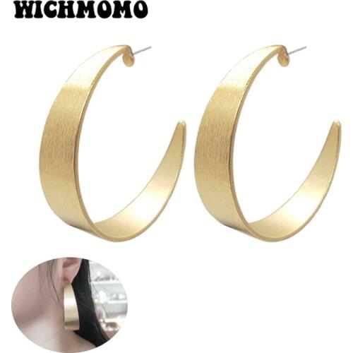 2019 New Fashion 59mm Aluminium Alloy Gold Wire Drawing Moon Ethnic Earrings for Womens Fashion Jewelry Gifts Date and Party