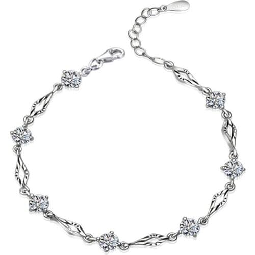 100% 925 sterling silver new arrival shiny crystal ladies' bracelets women jewelry birthday gift wholeslae drop shipping cheap