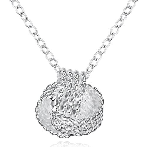 Silver 925 Women Mesh Ball Pendant Necklace Charm Jewelry Accessories Bijoux Gift