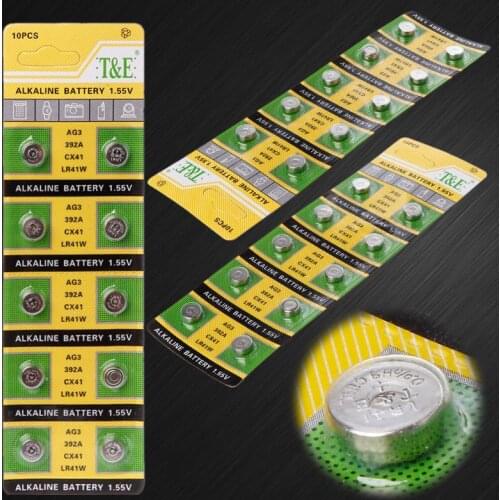 10PCS Cell Coin Alkaline Battery AG3 1.55V Button Batteries SR41 192 L736 384 SR41SW CX41 LR41 392 Lamp Chain Finger Light Watch