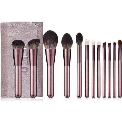 12PCS/SET Makeup Brushes Eye Shadow Powder Brush Blush Brush Ultrasoft Hair Metal Handle Makeup Brush Animal Hair Cosmetic Brush