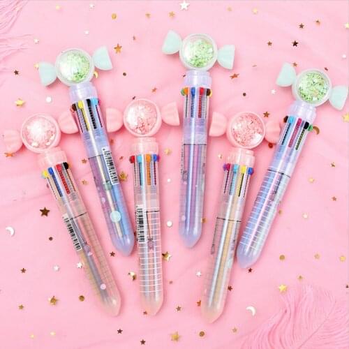 2Pcs Cartoon Candy 10 Colors Chunky Ballpoint Pen Kawaii Rollerball Pen School Office Supply Gift Stationery Papelaria Escolar