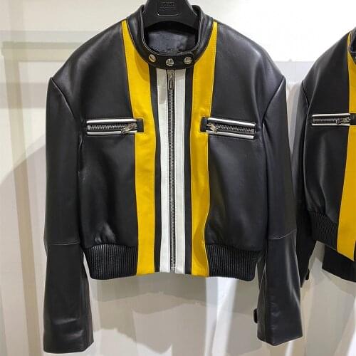 2021 Woman Coats Natural 100% Sheepskin Leather Jackets Female V- neck Natural Sheepskin Leather Overcoat Leather H312