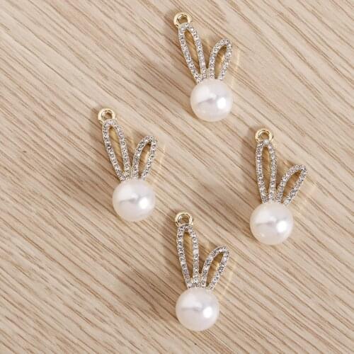 4pcs 10*25mm Cute Crystal Rabbit Ear Charms Pendants for Making DIY Necklace Bracelets Earrings Handmade Jewelry Finding Craft