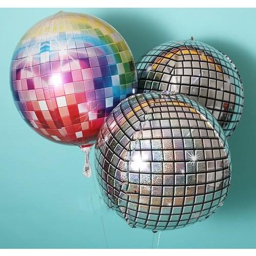 5pcs 22 Inch New Silver 4D Disco Helium Balloon Birthday Wedding Bar Party Decoration Round Ball Photo Props Kids Toys Baby Gift