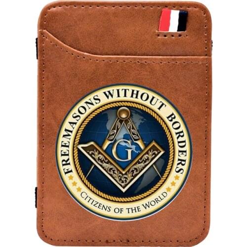Free and Accepted Masons High Quality Leather Magic Wallets Fashion Men Money Clips Card Purse Cash Holder