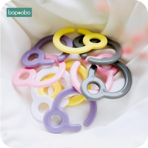Bopoobo 5pcs Plastic Teething Ring Links For Baby Stroller Toys Pacifier Hook Plastic Teething Diy Dummy Clips Baby Teether